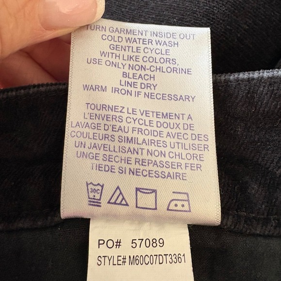 NYDJ Black Corduroy Straight Leg Pants Womens Size 12 Lift Tuck Technology - Picture 10 of 10